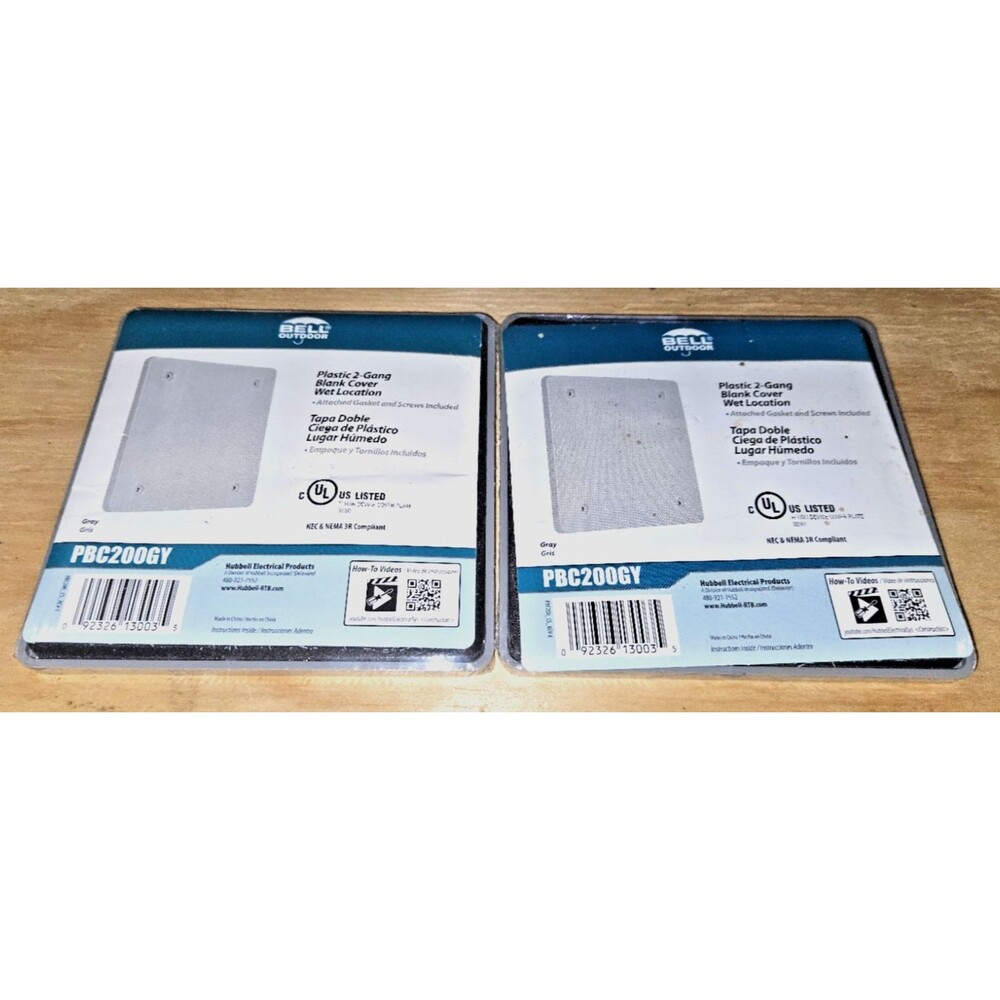 2 Pack Hubbell TAYMAC 2 Gang Non-Metallic (PLASTIC) Gray Blank Cover PBC200GY